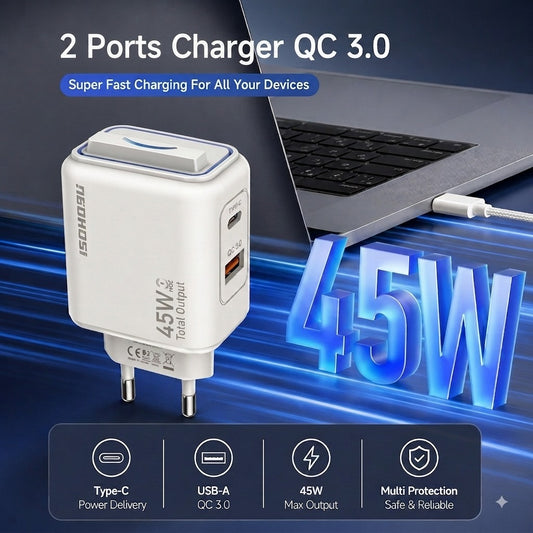 RECRSI 45W Dual-Port Super Fast Charger