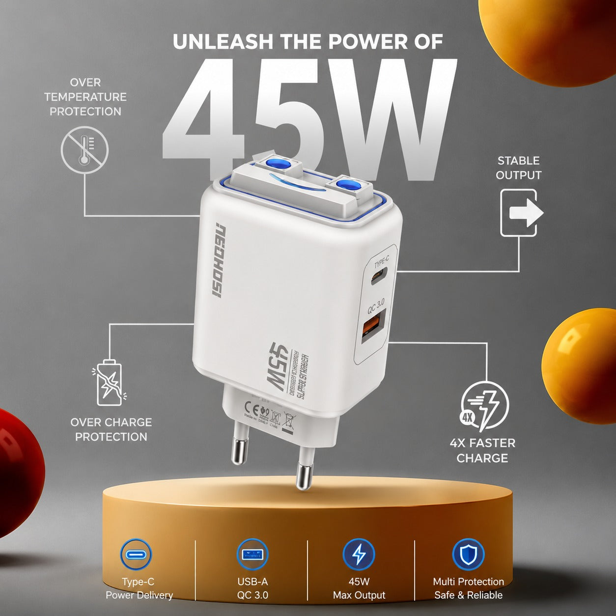 RECRSI 45W Dual-Port Super Fast Charger